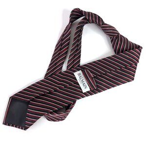 Balmain Paris Vintage 90s Silk Bloke Blokecore Striped Tie